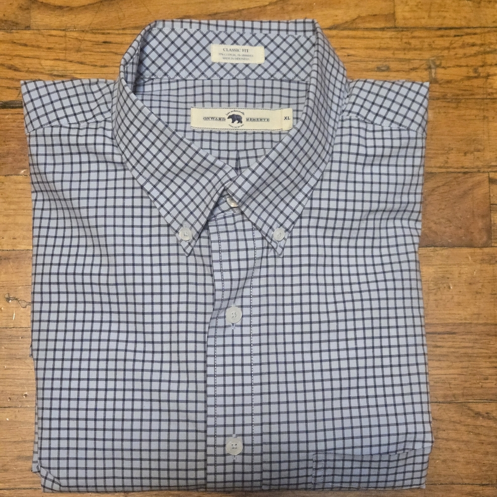 Onward Reserve Shirt Mens XL Blue  Check Classic Fit Long Sleeve